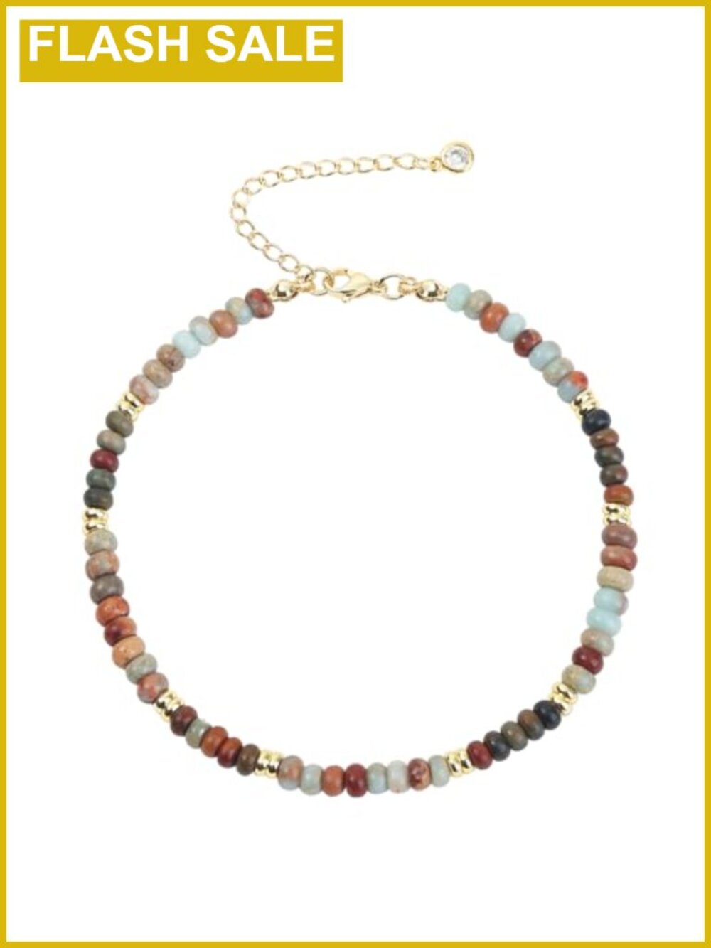Natural Stone Beaded Anklet Bracelet Handmade Waterproof Boho Adjustable Summer